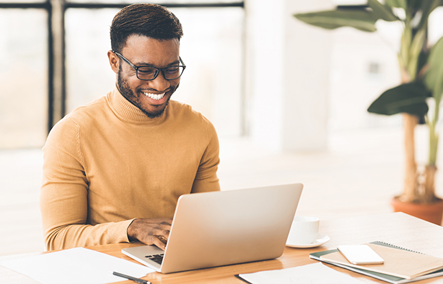 Guy working from home office