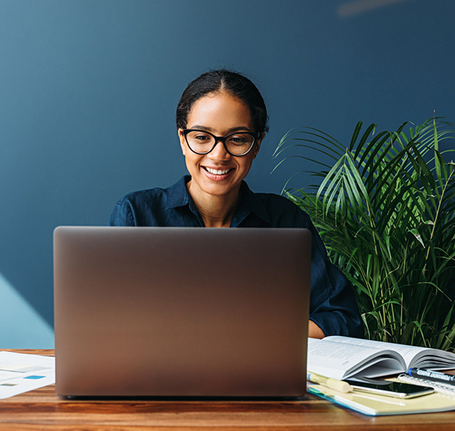 woman working laptop IT technology