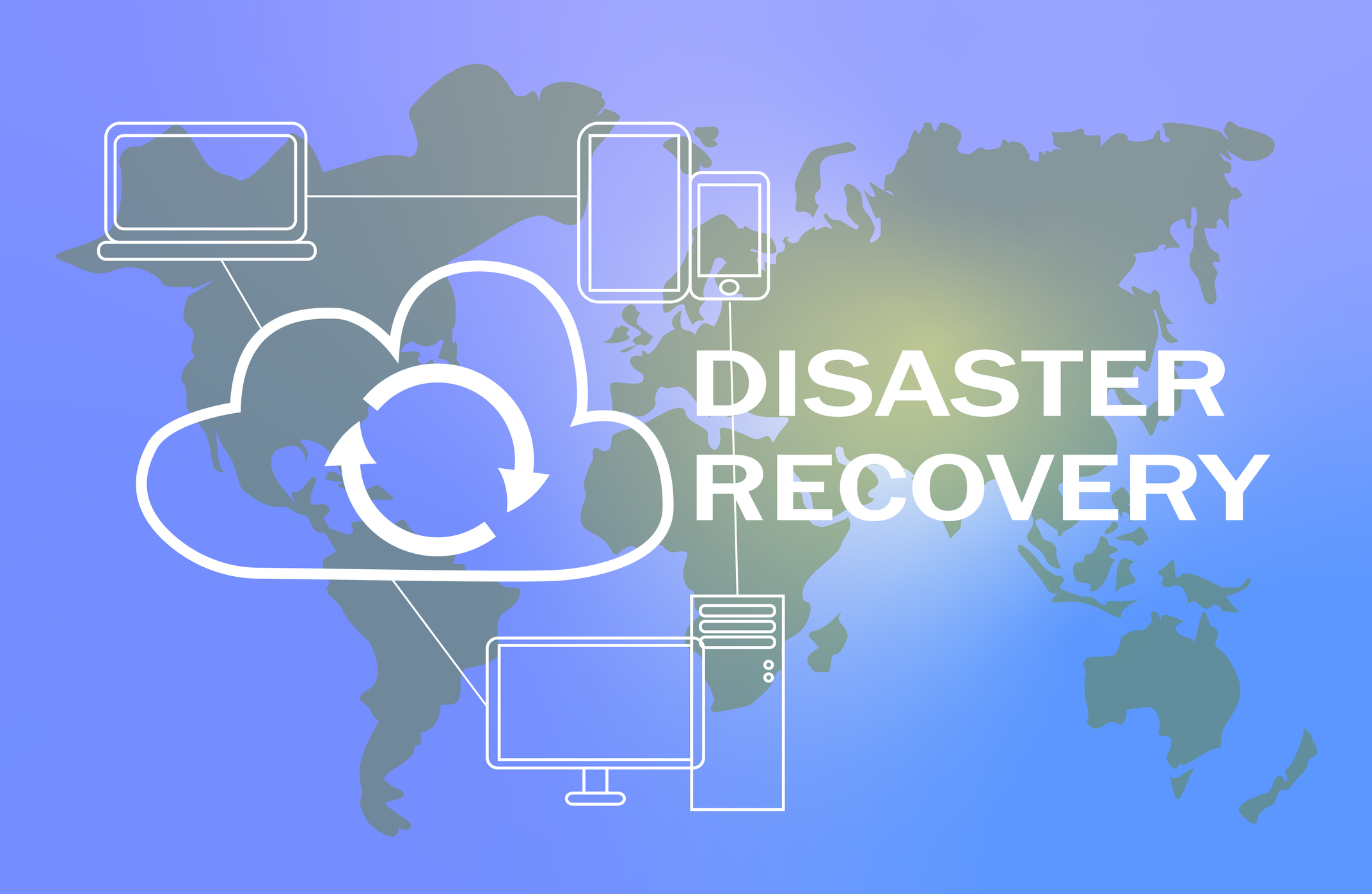 Disaster Recovery Cloud Server Data Loss Prevention Concept.
