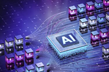 Circuit board with AI processing units. Artificial Intelligence